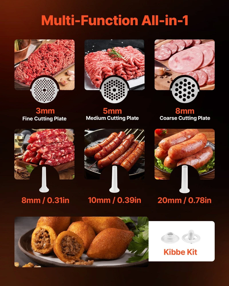 VEVOR Elektrinė mėsmalė, 2,3kg/min talpa