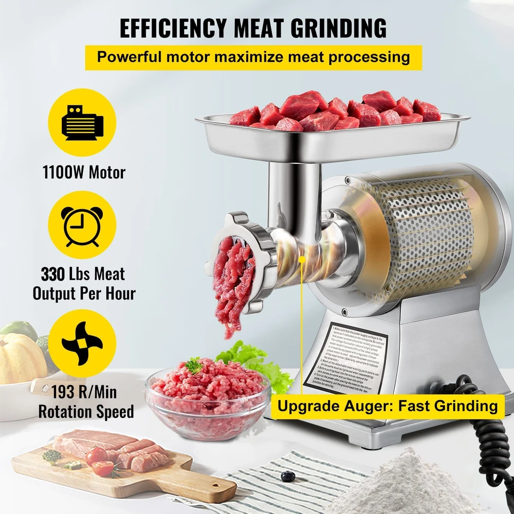 VEVOR 8500W komercinis nerūdijančio plieno mėsmalė