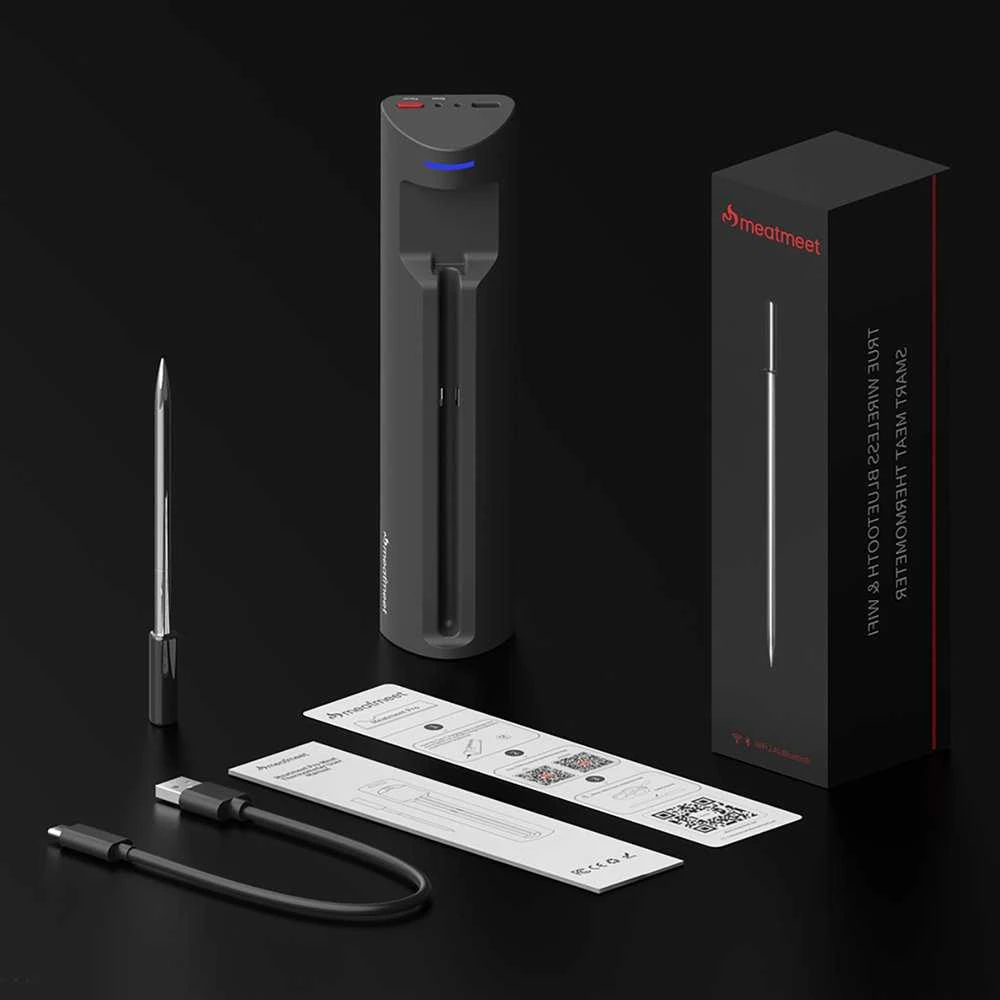 Virtuvinės svarstyklės Nezatříděno Meatmeet Pro smart kitchen thermometer with Bluetooth/WiFi app, grill, orkaitė, smoker - juodas