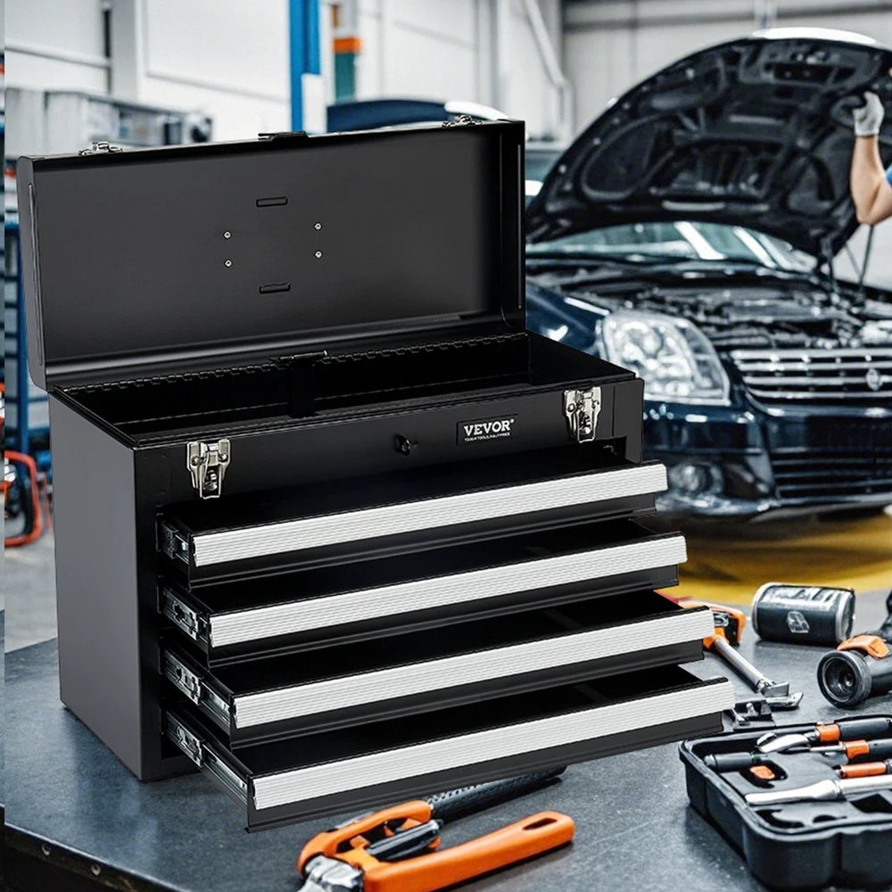 VEVOR 20,5 colių metalinė įrankių dėžė su 4 stalčiais
