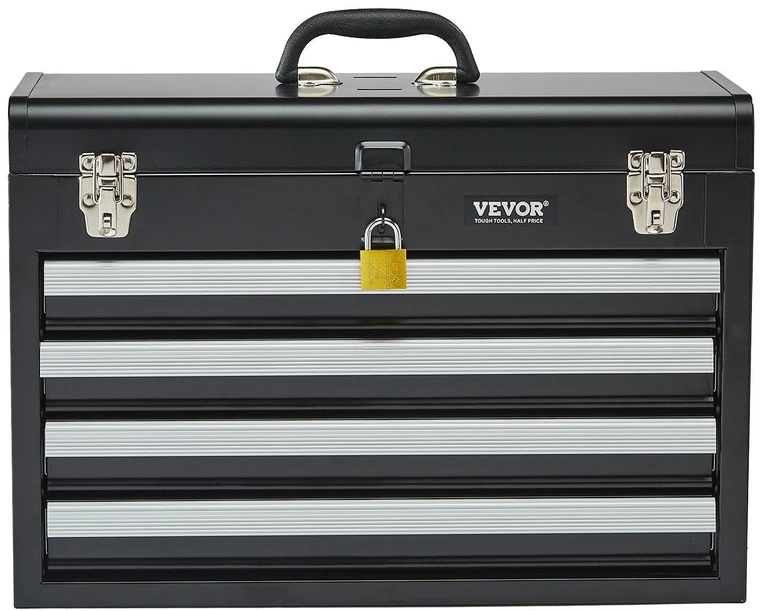 VEVOR 20,5 colių metalinė įrankių dėžė su 4 stalčiais