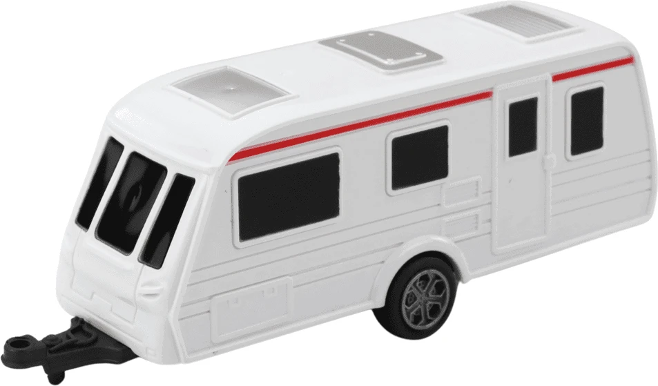 Lean Toys Mėlynas automobilio ir kemperio priekabos metalinis rinkinys