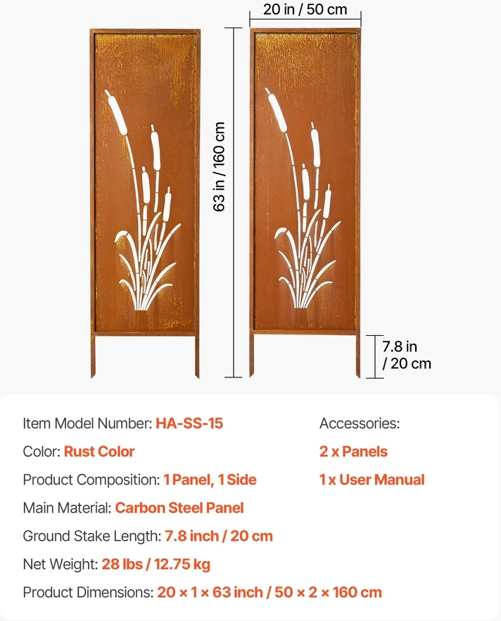 VEVOR Metalinė privatumo pertvara 50 x 160 cm