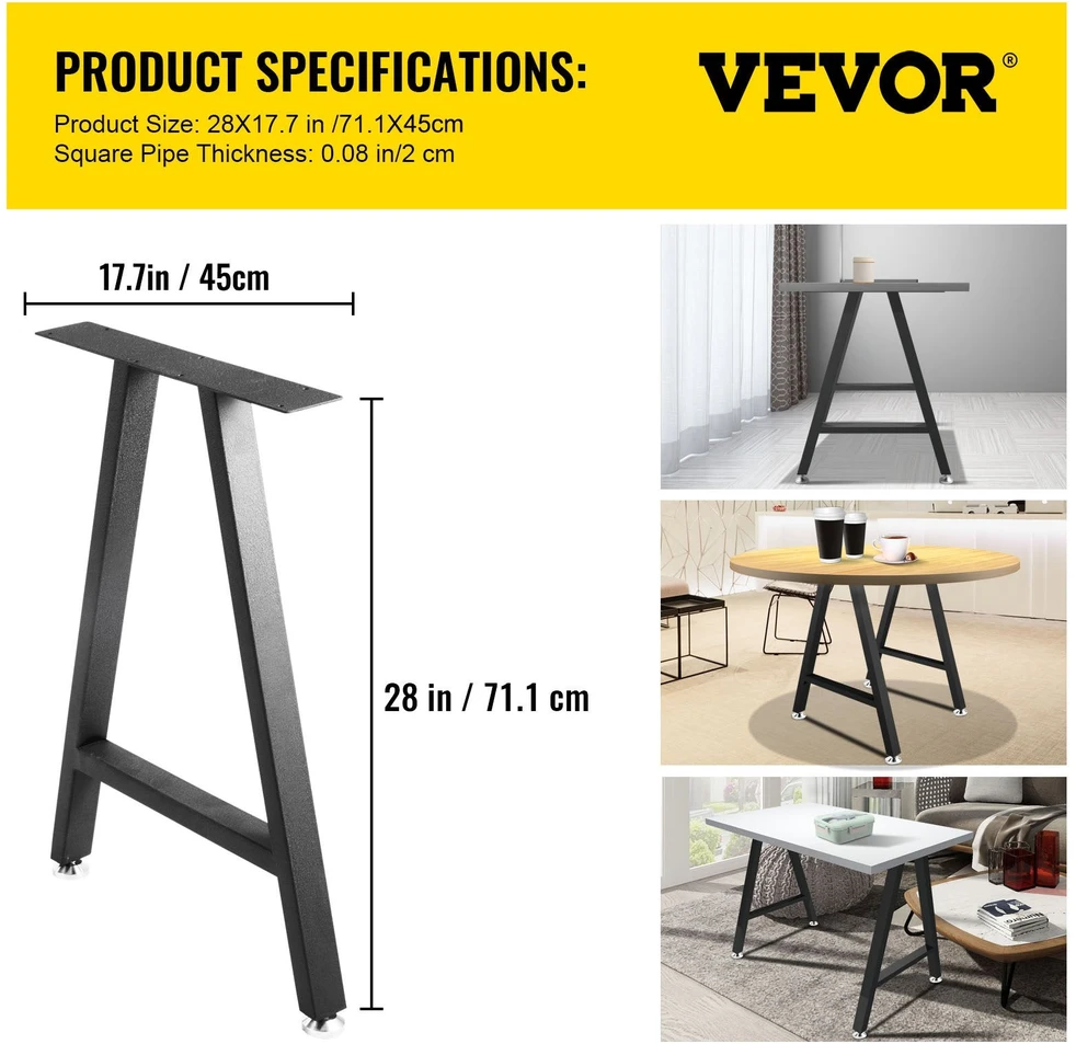 VEVOR Metalinės A formos stalo kojos 71x45 cm