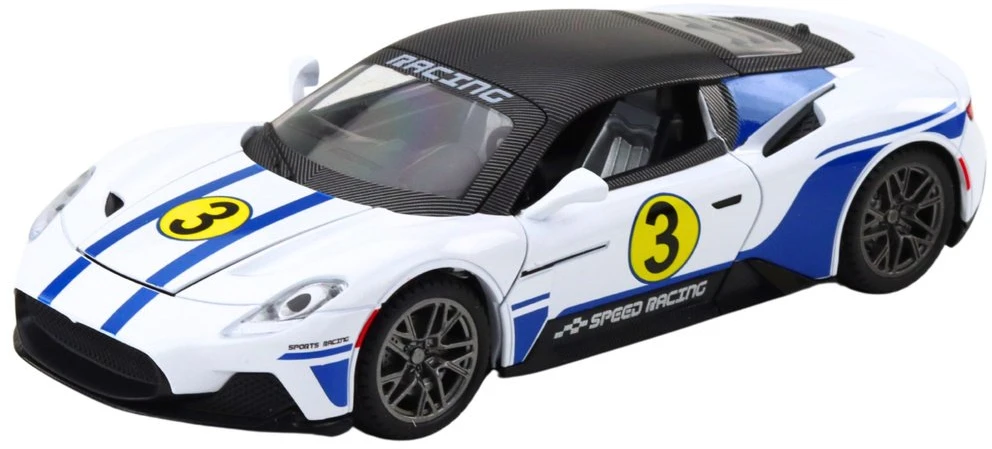 Lean Toys Metalinis sportinis automobilis su šviesomis, garsais, 1:22, baltas