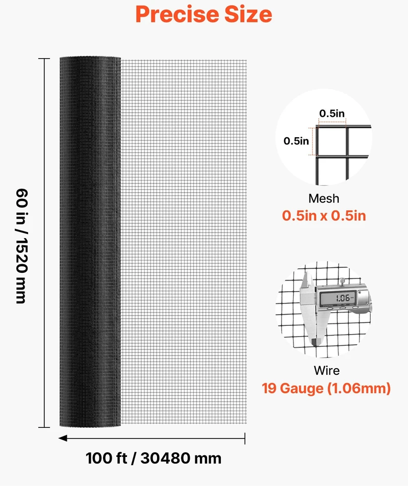 VEVOR Cinkuotas tinklas paukščiams 152cm x 30.4m