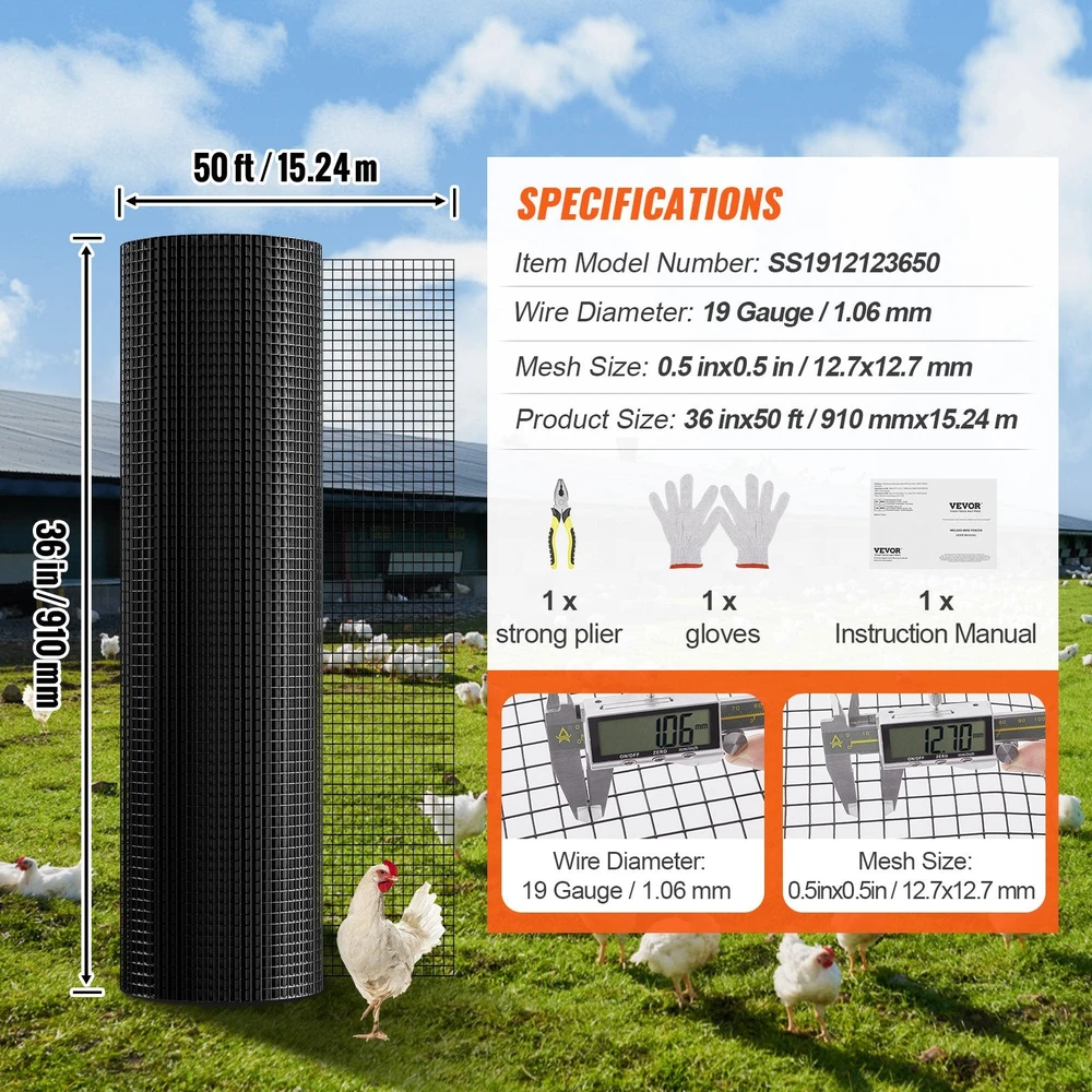 Vevor tvirtas vielos tinklas 91 cm x 15.24 m