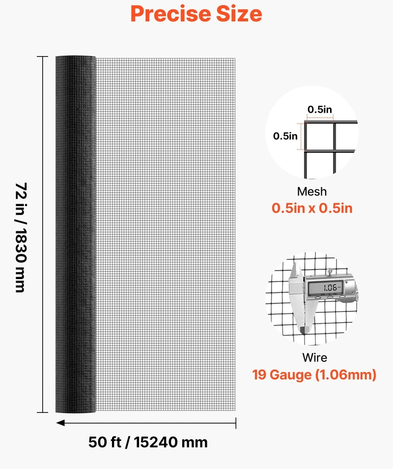 VEVOR Tvoros tinklelis 183cm x 15.2m, 19 gauge