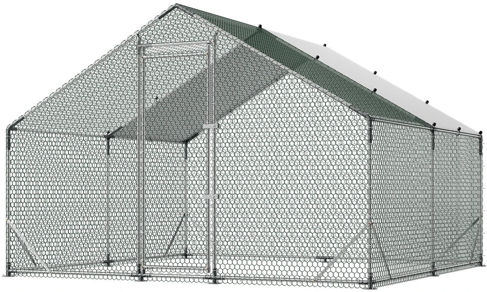 VEVOR Didelis metalinis vištidės voljeras 3 x 3 x 2 m