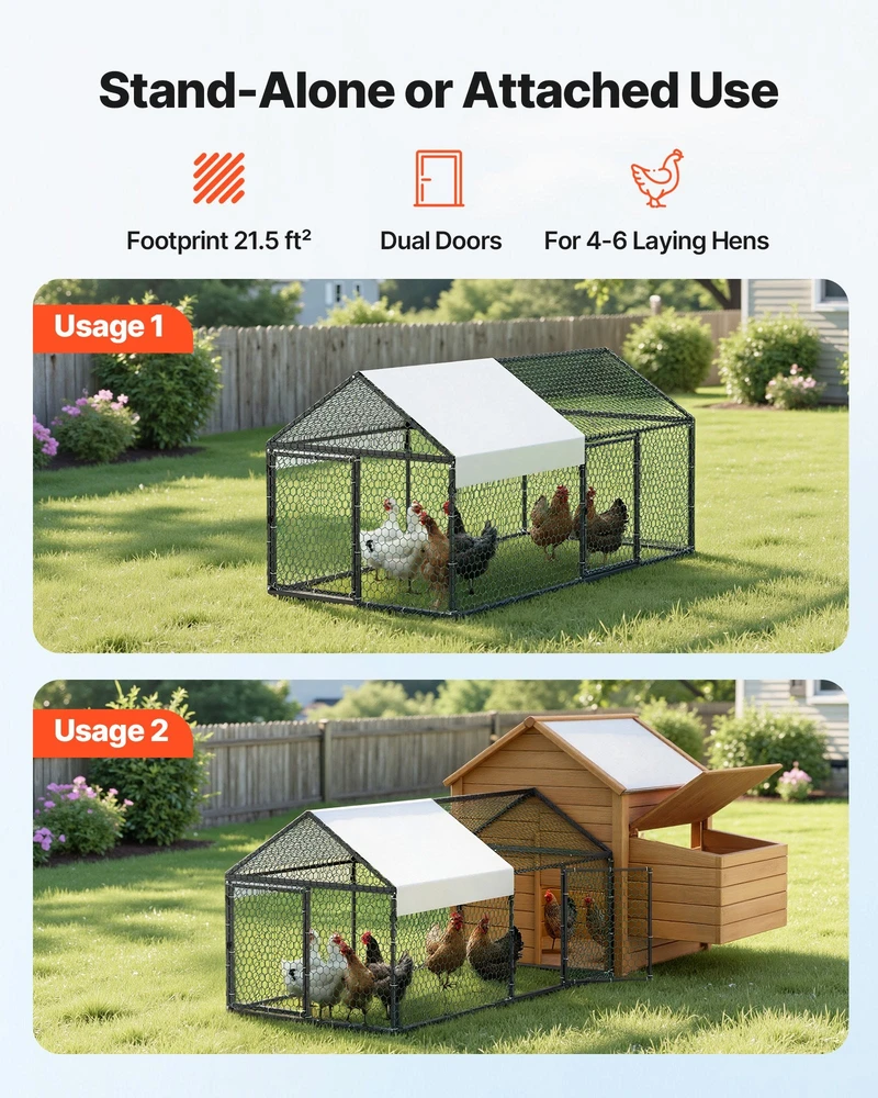VEVOR Metalinė vištidė 4-6 vištoms, 1 x 2 x 1 m