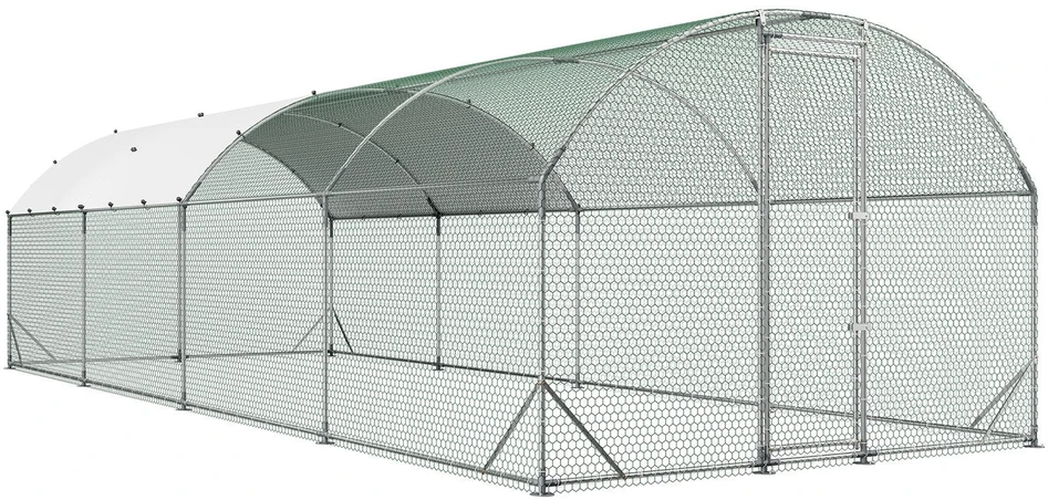VEVOR Didelis metalinis vištidės voljeras 2,7 x 7,6 x 2 m