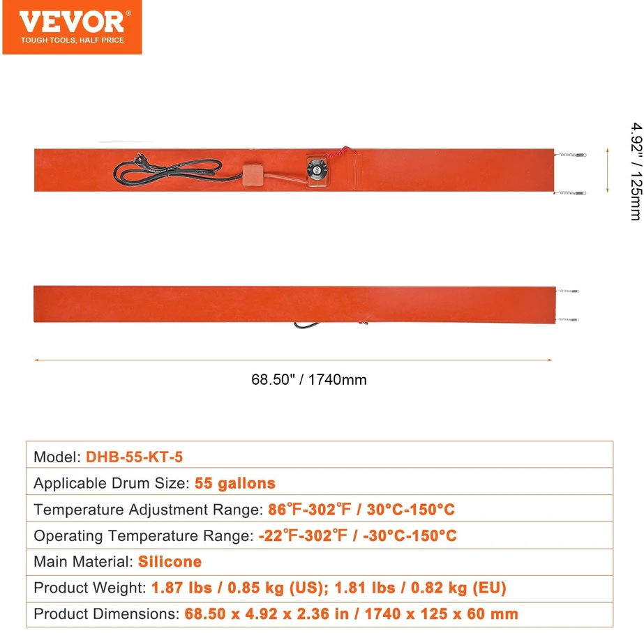 VEVOR 208.2 l metalinis būgno šildytuvas