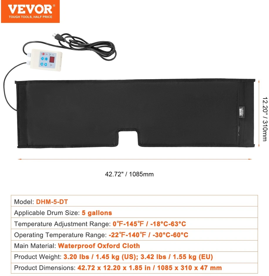 VEVOR 18,93 l metalinis būgninis šildytuvas, 250 W