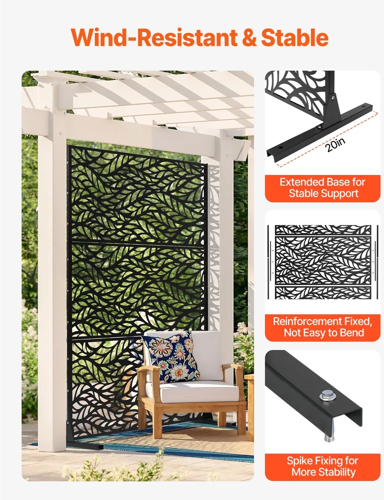 VEVOR Metalo privatumui skirtas ekranas 120 x 183 cm juodas