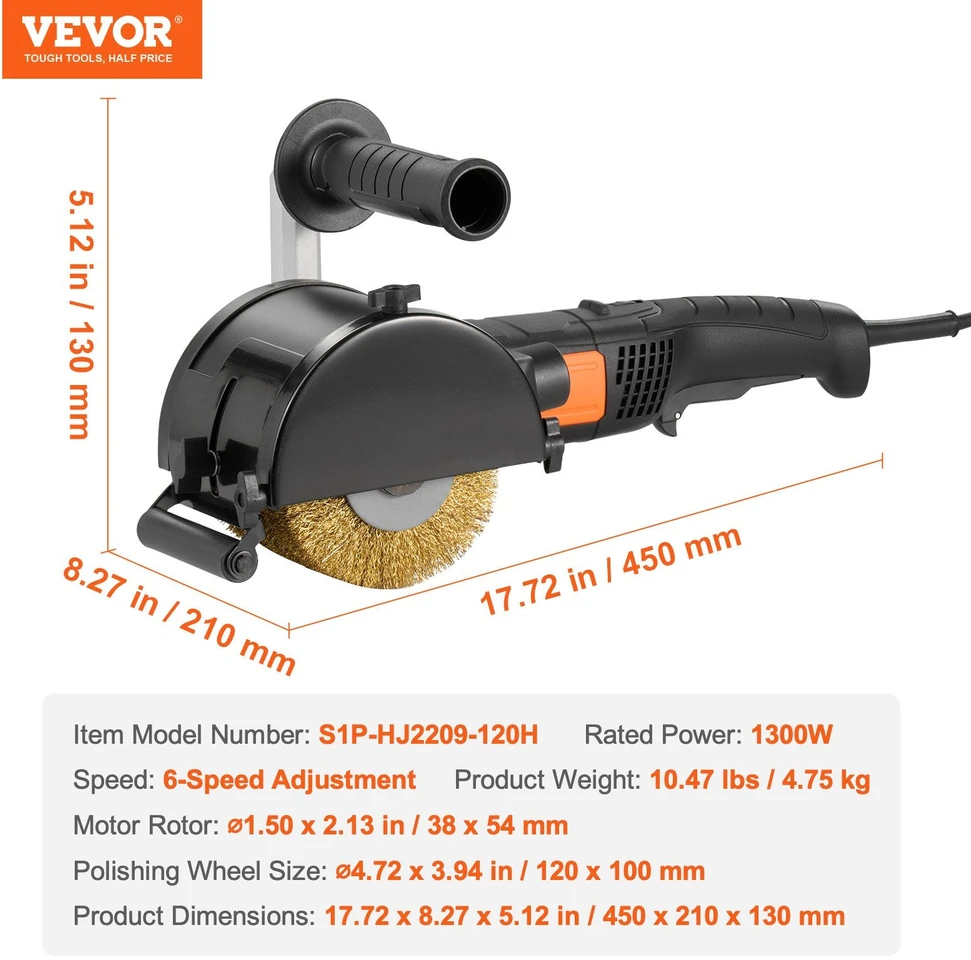 VEVOR Metalo poliravimo mašina 1300W, 6 greičiai