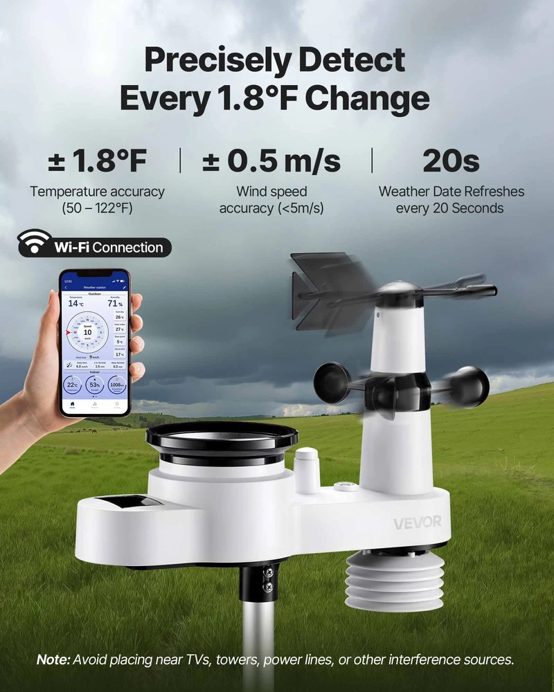 VEVOR 5-in-1 Wi-Fi orų stotis su saule