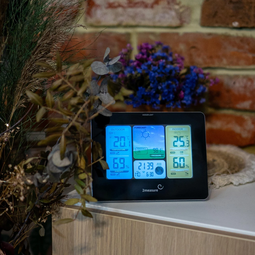 Grandininis pjūklas Meteorologinė stotis RCC – Elektroninė, bevielė, jutiklinė, juoda