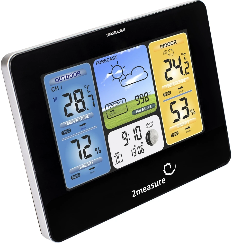 Grandininis pjūklas Meteorologinė stotis RCC – Elektroninė, bevielė, jutiklinė, juoda