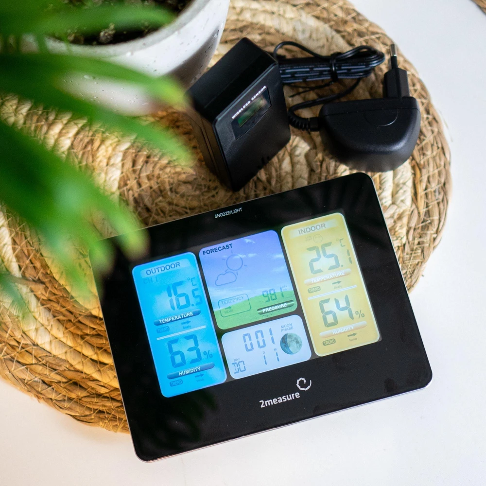 Grandininis pjūklas Meteorologinė stotis RCC – Elektroninė, bevielė, jutiklinė, juoda