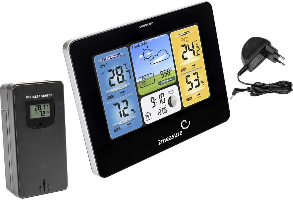 Grandininis pjūklas Meteorologinė stotis RCC – Elektroninė, bevielė, jutiklinė, juoda