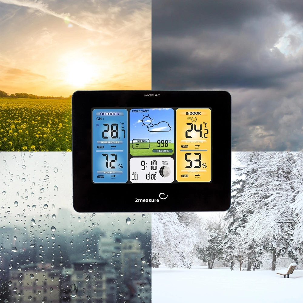 Grandininis pjūklas Meteorologinė stotis RCC – Elektroninė, bevielė, jutiklinė, juoda