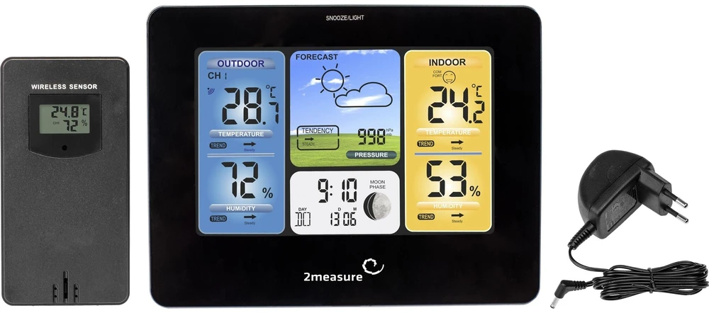 Grandininis pjūklas Meteorologinė stotis RCC – Elektroninė, bevielė, jutiklinė, juoda