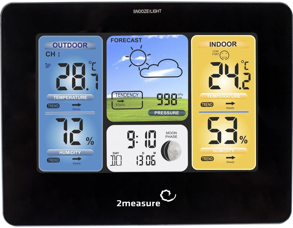 Grandininis pjūklas Meteorologinė stotis RCC – Elektroninė, bevielė, jutiklinė, juoda