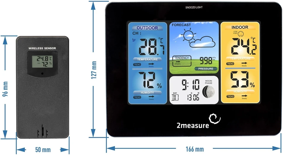 Grandininis pjūklas Meteorologinė stotis RCC – Elektroninė, bevielė, jutiklinė, juoda