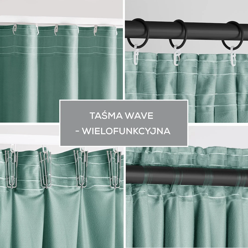 Mėtų aksominė užuolaida su kilpomis AmeliaHome 140 × 270 cm