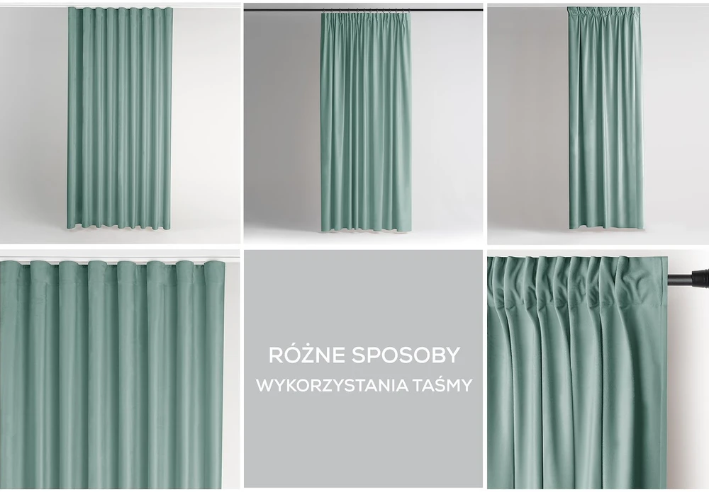Mėtų aksominė užuolaida su kilpomis AmeliaHome 140 × 270 cm