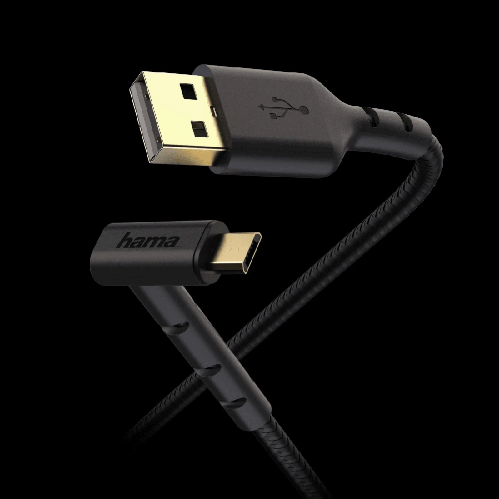 Hama Micro-USB įkrovimo ir duomenų kabelis 1,5 m, juodas