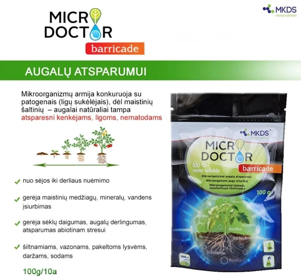 Microdoctor barricade mikroorganizmai AUGALŲ ATSPARUMUI, 100 g