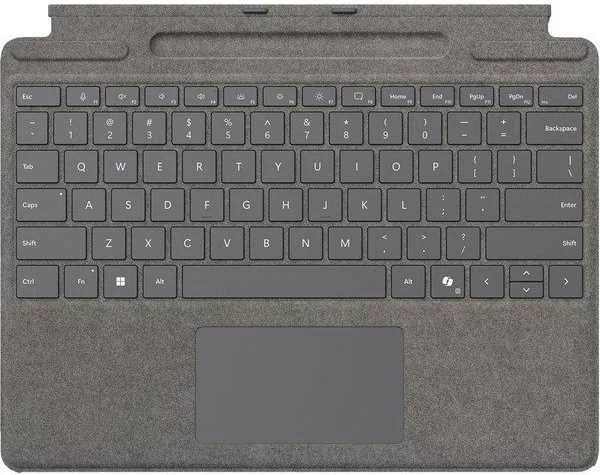 Microsoft Surface Pro 8/9/X 13" dėklas su klaviatūra ir rašikliu, vokiečių k. (QWERTZ) išdėstymas, platinos spalvos