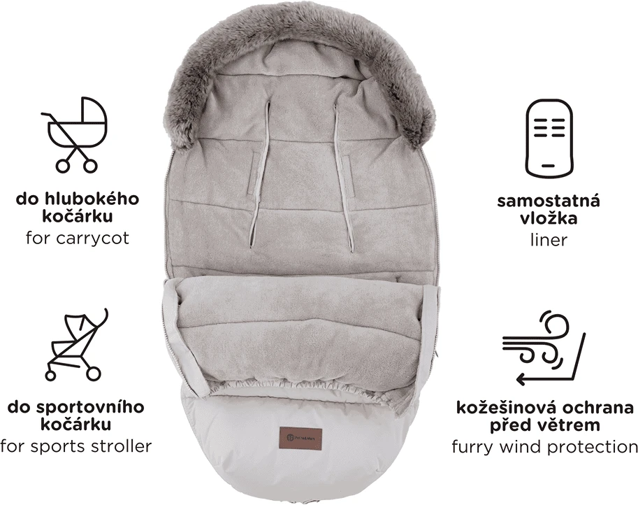 Miegmaišis vežimėliui 4 viename Petite&Mars Comfy, juodas