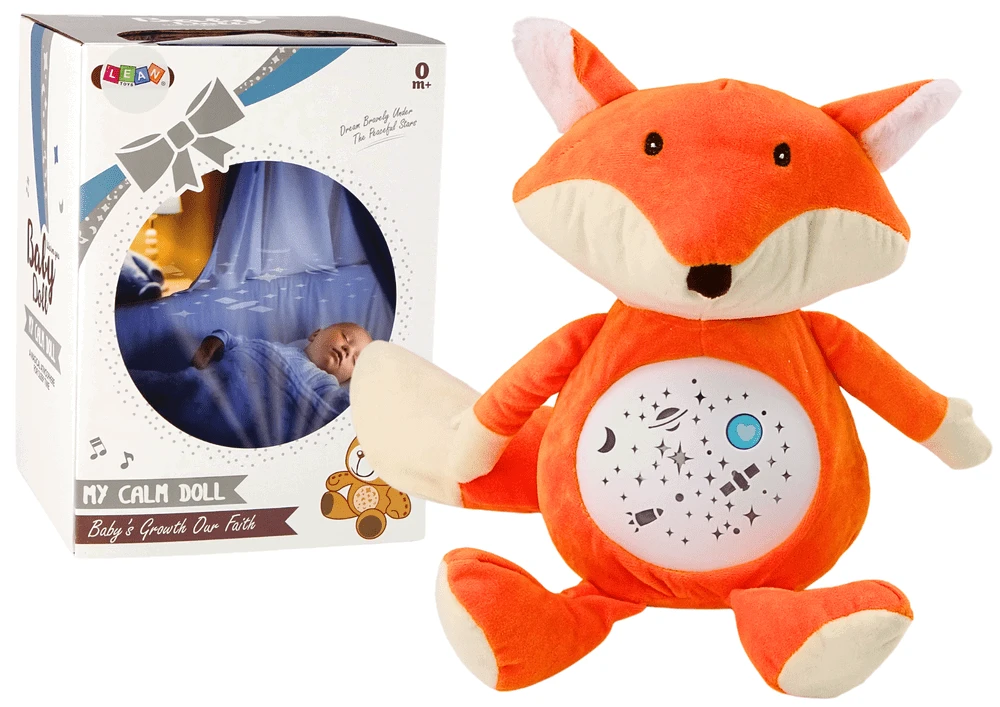 Lean Toys Pliušinis lapiukas su šviesomis ir garsais, dienos ir nakties režimas, 26x20x16 cm