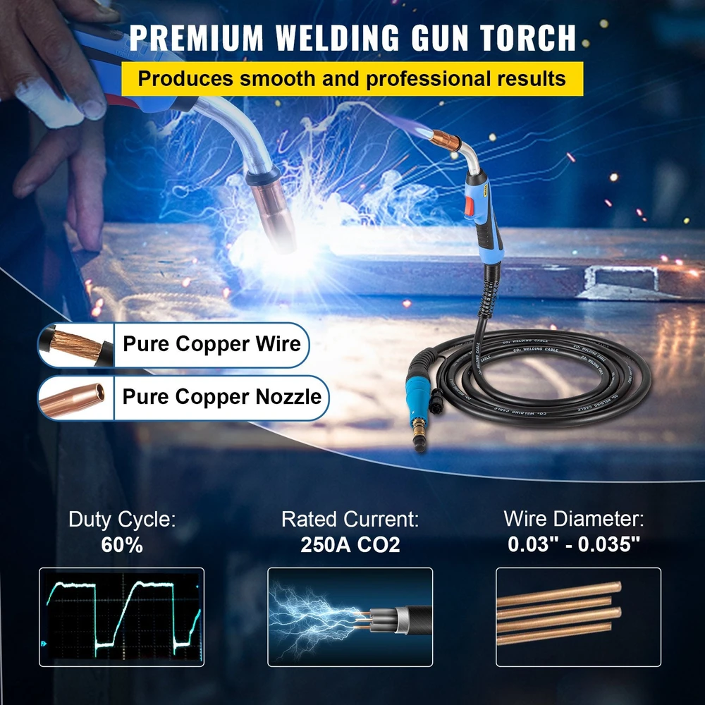VEVOR Mig suvirinimo degiklis 250 A 4.6 m