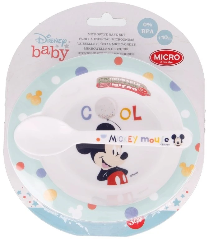 Mickey Mouse Mikis Peliukas - Mikrobangų krosnelės rinkinys (dubuo su šaukštu) (Šaunu)
