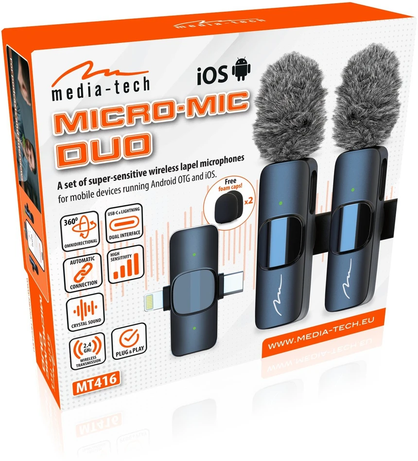 Media tech prisegamas mikrofonų komplektas Micro-Mic Duo MT416
