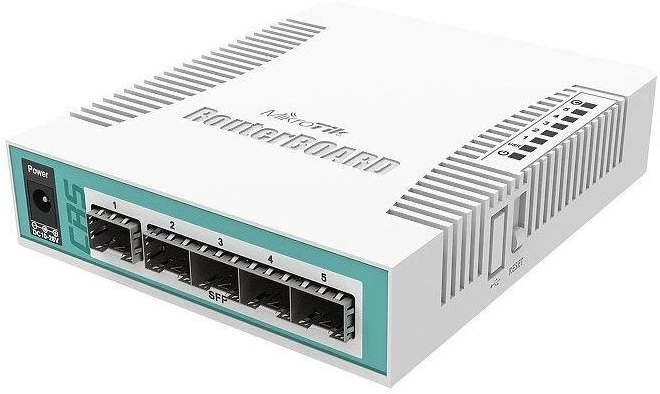 Šakotuvas Mikrotik CRS106-1C-5S tinklo komutatorius Gigabit Ethernet (10/100/1000) Maitinimas per Eternetą (PoE) Balta