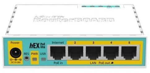 Mikrotik hEX PoE lite „Fast Ethernet“ maršrutizatorius, baltas