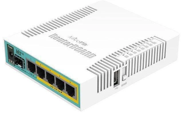 Mikrotik Laidinis Ethernet maršrutizatorius RB960PGS, hEX PoE, CPU 800MHz, 128MB RAM, 16MB, 1xSFP, 5xGigabit LAN, 1xUSB, Maitinimo išvestis 2-5 jungtyse, Srovė: 1A maks. vienam prievadui; 2A maks. bendra, RouterOS L4 | MikroTik | hEX PoE maršrutizatorius | RB960PGS | Nėra „Wi-Fi“ | 10/100/1000 Mbit/s | Ethernet LAN (RJ-45) jungtys 5 | Tinklo palaikymas: Ne | MU-MiMO: Ne | Nėra mobiliojo plačiajuosčio ryšio | 1xUSB | 12 mėn.