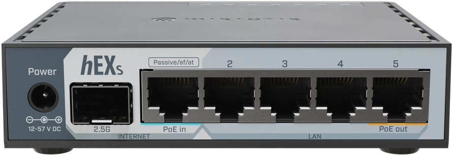 Maršrutizatorius „MikroTik“ | hEX S (2025) | 10/100/1000 Mbit/s | Ethernet LAN (RJ-45) jungtys 5 | Tinklo palaikymas: ne | MU-MiMO: ne | nėra mobiliojo plačiajuosčio ryšio