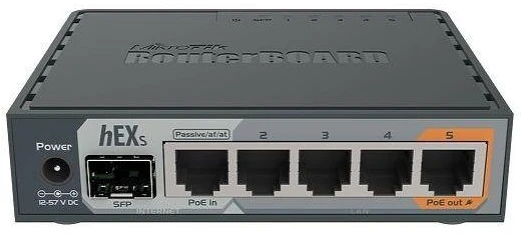 Šakotuvas Mikrotik Wired Ethernet Maršrutizatorius RB760iGS, hEX S, Dual Core 880MHz CPU, 256MB RAM, 16 MB (MicroSD), 5xGigabit LAN, 1xSFP, USB, IPsec hardware encryption support and The Dude serveris package, PCB temperature and Voltage Monitorius, Beeper, RouterOS L4 | MikroTik | Enthernet Maršrutizatorius hEX S | RB760iGS | No Wi-Fi | 10/100/1000 Mbit/s | Mesh Support No | MU-MiMO No | No mobile broadband | Antenna type No antena | 1 | 12 mėn.