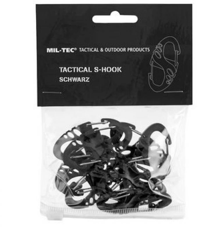 Mil-Tec S-Hook snap hook set - Juodas
