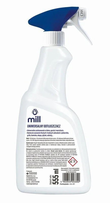 Madonis Universalus riebalų šalinimo skystis „Mill Clean“ nuo riebalų dėmių, 555 ml