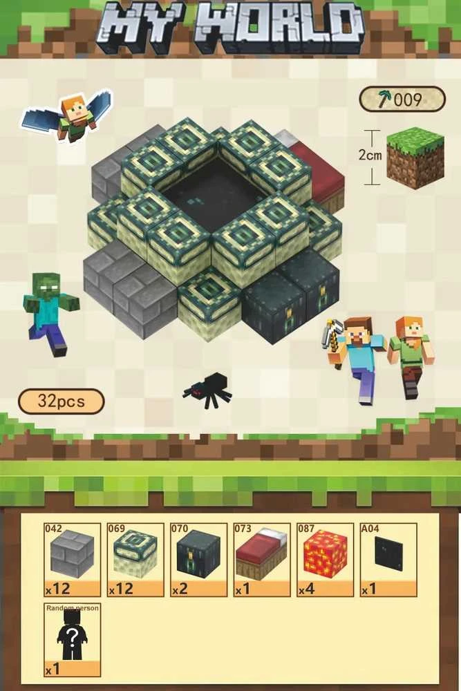 Minecraft magnetinis blokelių / kaladėlių rinkinys - Portalas - 32 vnt