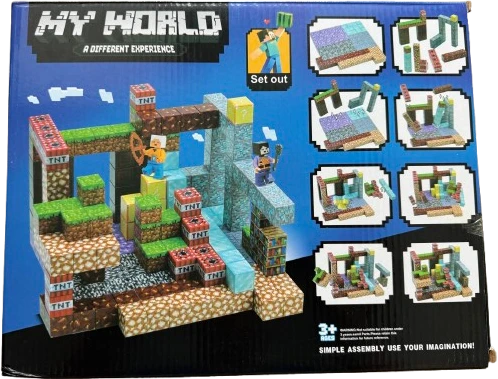 Minecraft magnetinis blokelių / kaladėlių rinkinys - 220 vnt