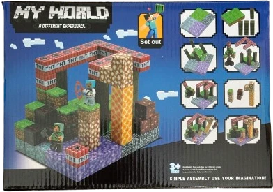 Minecraft stiliaus magnetinis blokelių / kaladėlių rinkinys - 120 vnt