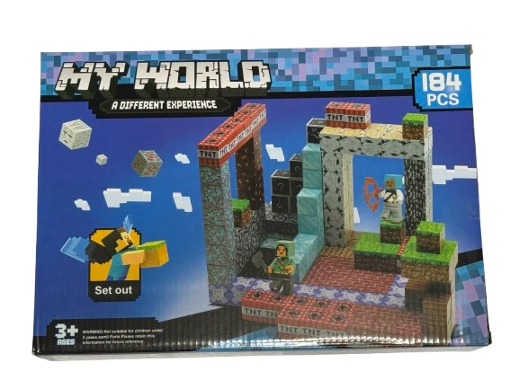 Minecraft Stiliaus magnetinis blokelių rinkinys - 184 vnt
