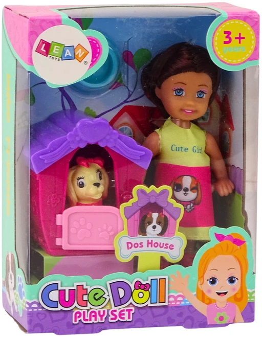 Lean Toys Lėlė su šuniuku ir veislynu